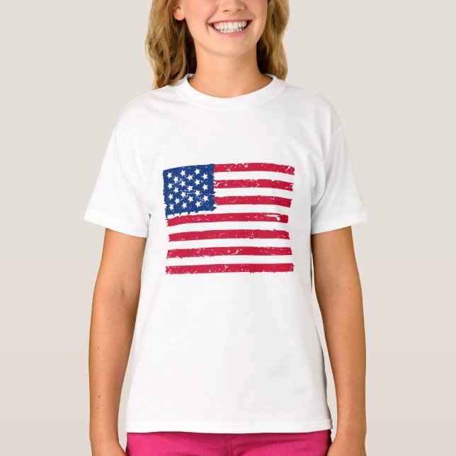 Camiseta Meninas Básicas de T-Shirt-Patriotic (Frente)