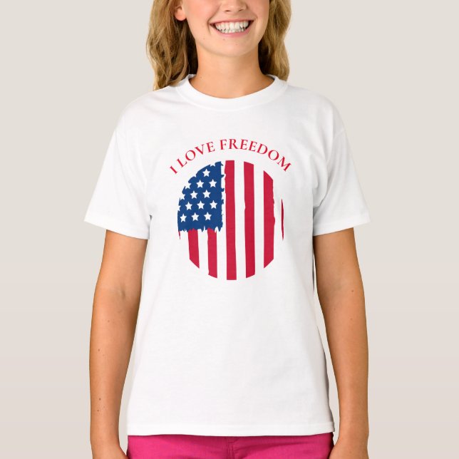 Camiseta Meninas Básicas de T-Shirt-Patriotic (Frente)