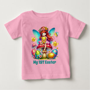 Camiseta Meninas bebês fadas fofas primeiro Páscoa