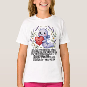 Camiseta Meninas-Bíblia KJV-João 3:16 Lagarta Lavanda