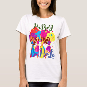 Camiseta Meninas bonitas do BFF jogando Holi