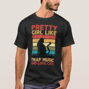 Camiseta Meninas bonito como música de armadilha e gatos de