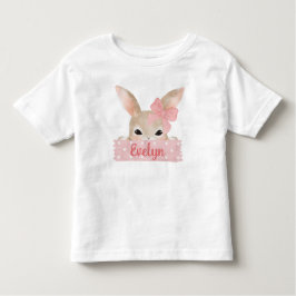 Camiseta Meninas Coelho da Páscoa Aquarela Rosa 