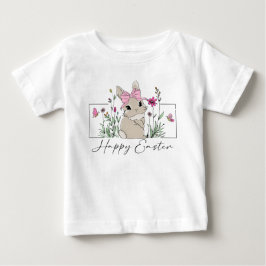 Camiseta Meninas Coelho da Páscoa Floral Primavera
