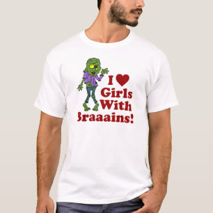 Camiseta Meninas com Cérebro Zombie