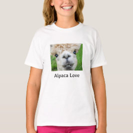 Camiseta Meninas com Foto Adorável de Alpaca