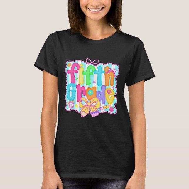 Camiseta Meninas com Laço Coquette Préppy de Volta às Aulas (Frente)