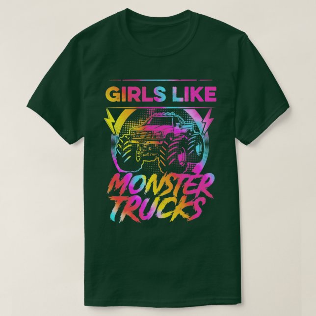 Camiseta Meninas Como Caminhões Monstros E Monstros. (Frente do Design)