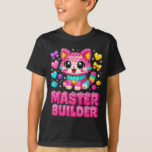 Camiseta Meninas construtoras mestres crianças blocos de co