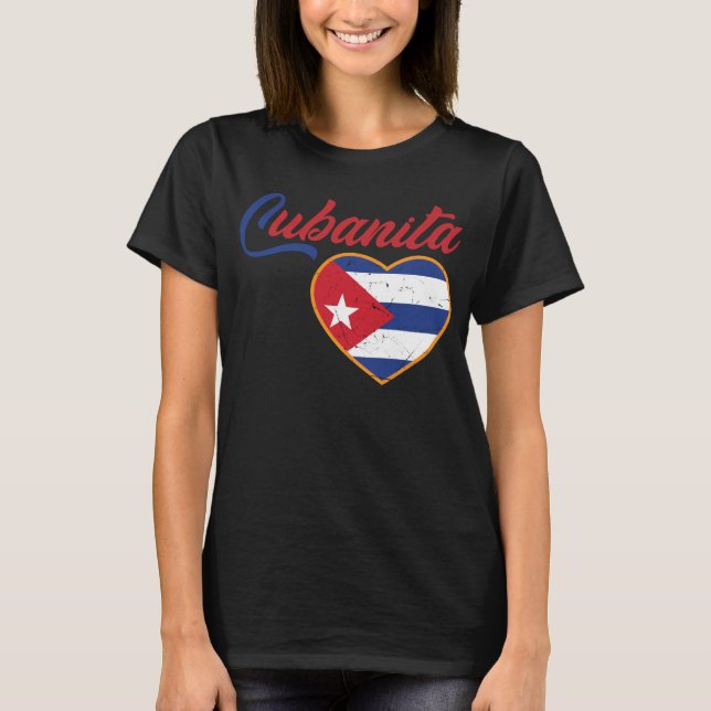 Camiseta Meninas cubanas Cubanita Bandeira Cubana Menina Cu (Frente)