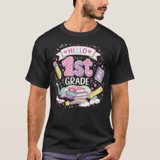 Camiseta Meninas da Primeira Série de Volta às Aulas Primei
