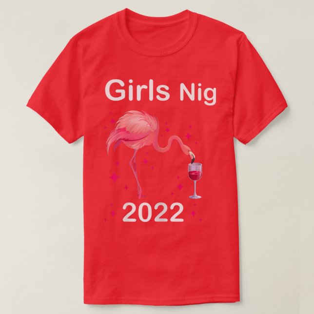 Camiseta Meninas das mulheres noite 2022 festas flamingo (Frente do Design)