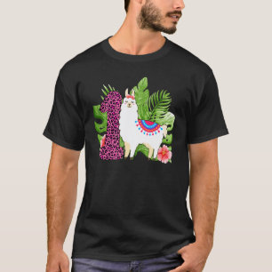 Camiseta Meninas de 1º Aniversário Llama Alpaca 1 Anos de I