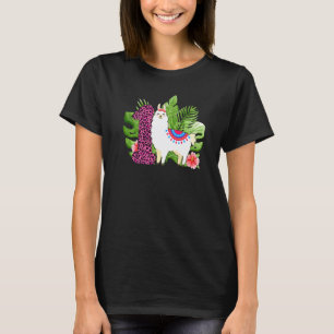 Camiseta Meninas de 1º Aniversário Llama Alpaca 1 Anos de I