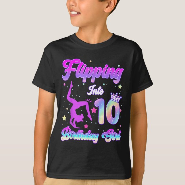 Camiseta Meninas de 10 anos de idade fazendo ginástica de a (Frente)