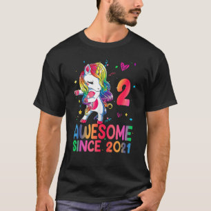 Camiseta Meninas De 2 Anos Incríveis Desde 2021 Cute Unicor