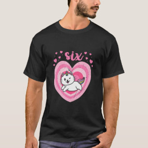 Camiseta Meninas de 6 Anos Gato Fofo Caticórnio Aniversário