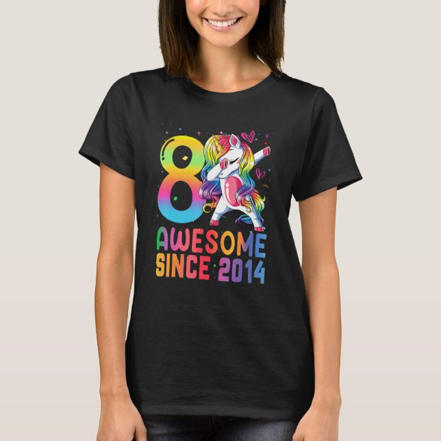 Camiseta Meninas De 8 Anos Incríveis Desde 2014 Dabbing Uni (Frente)