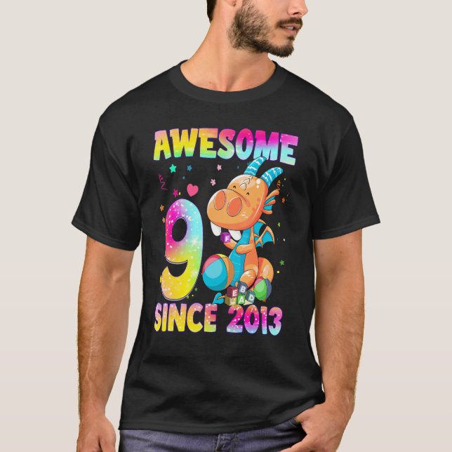 Camiseta Meninas de 9 anos adolescentes Bonitas Dragões 9 B (Frente)