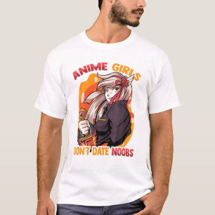 Camiseta Meninas de anime não namoram noobs - Cute Kawaii -
