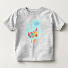 Camiseta Meninas de Bebê Ilustração Ilustrada de Ave Arco-Í