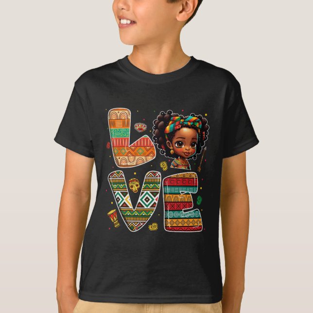 Camiseta Meninas de Crianças Africanas Fortes do Mês da His (Frente)