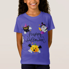Camiseta Meninas de Halloween Felizes e Bonitas