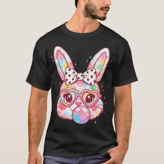 Camiseta Meninas de Páscoa Bunny Fofo Face Rosa Meninas de 