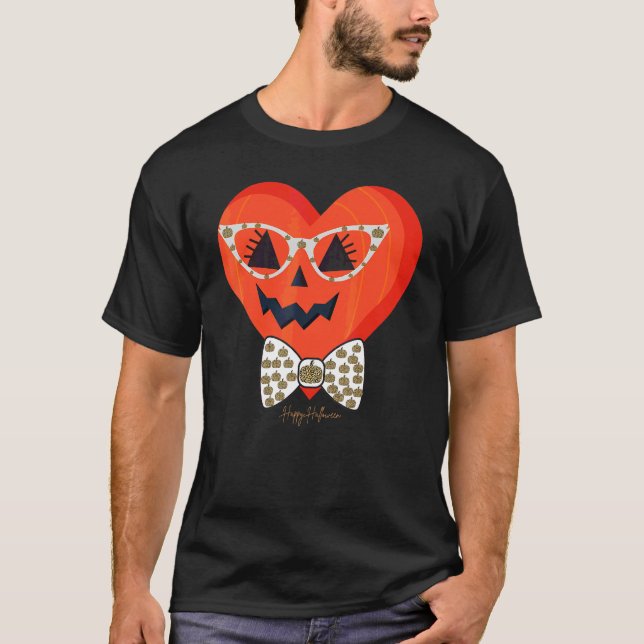 Camiseta Meninas de Rosto de Abóbora Fofa com Óculos Estamp (Frente)