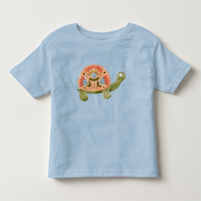 Camiseta Meninas de Tartaruga de bonito Aquarela (Frente)