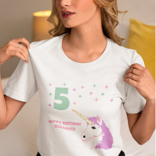 Camiseta Meninas de Unicórnio Mágico de Aniversário