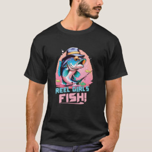 Camiseta Meninas do Carretel de Pesca Feminino Peixe Gancho