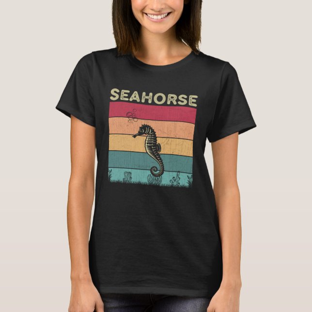 Camiseta Meninas do cavalo de mar em apuros Estilo Retro Se (Frente)