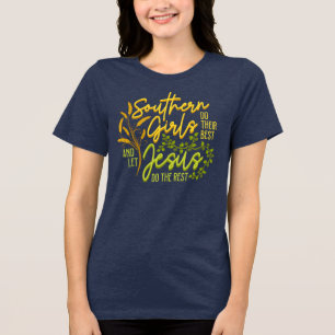 Camiseta Meninas do Sul Deixam Jesus Fazer o Resto (Azul Ma