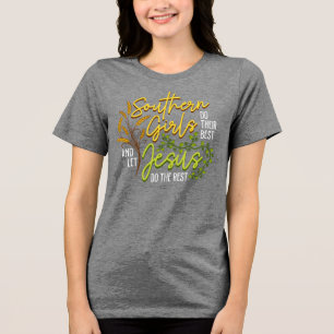 Camiseta Meninas do Sul Deixam Jesus Fazer o Resto (Cinza)