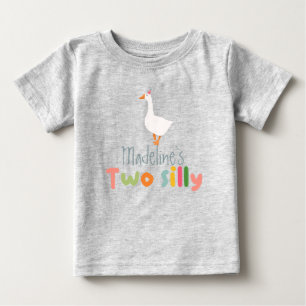 Camiseta Meninas Duas Gansa Boba Aniversário de 2 Anos