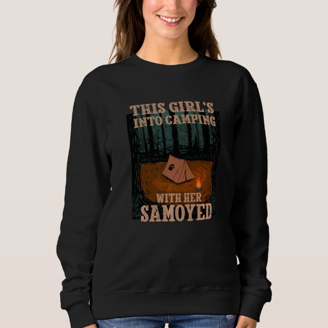 Camiseta Meninas Em Acampamento Com Seu Cachorro Samoyed Bj (Frente)