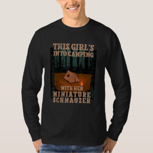 Camiseta Meninas Em Acampamento Com Sua Miniatura Schnauzer