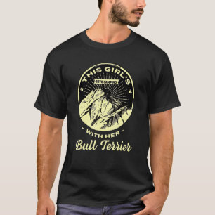Camiseta Meninas Em Acampamento Com Sua Touro Terrier Bully