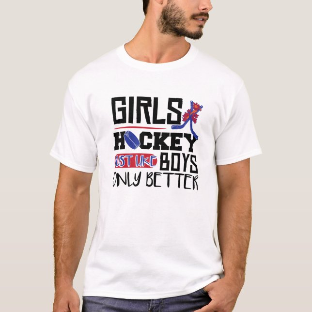 Camiseta Meninas Engraçadas De Hóquei No Gelo (Frente)
