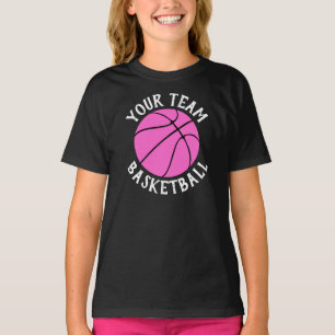 Camiseta Meninas equipa de basquetebol cor-de-rosa, nome do