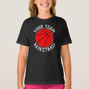 Camiseta Meninas equipa de basquetebol vermelha, nome do