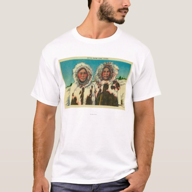 Camiseta Meninas Eskimo nativas em AlaskaState (Frente)