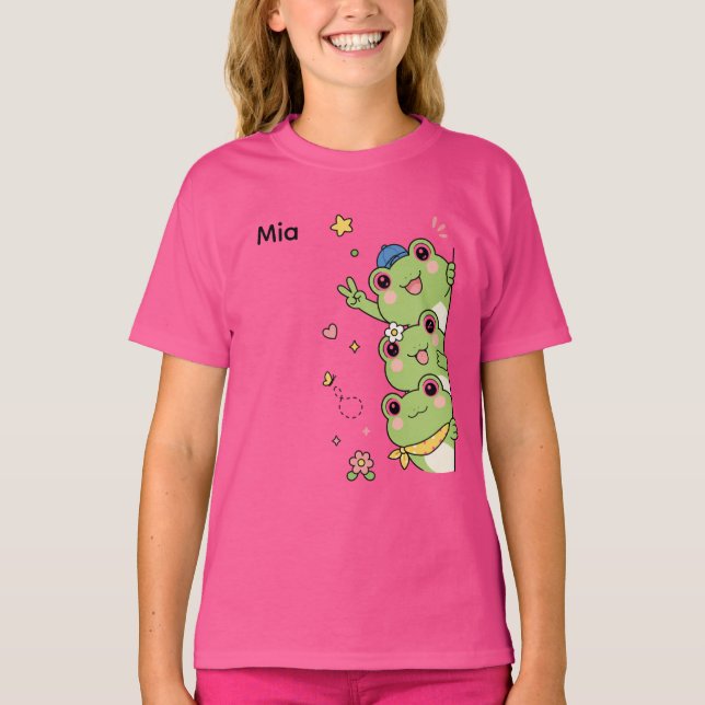 Camiseta Meninas Estética Rãs Fofas (Frente)