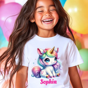 Camiseta Meninas estrela mágica unicórnio brilhante