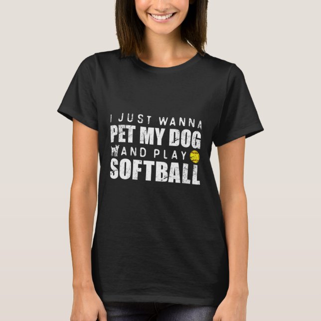 Camiseta Meninas Fastpitch Softll Cachorro Engraçado  (Frente)
