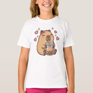 Camiseta Meninas Fofas Capivara Ramen Kawaii Chá Kawaii Cap