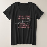 Camiseta Meninas Fora da Noite Fora de Viagem Personalizada<br><div class="desc">Personalizado com tamanho de adição Cor-de-rosa e negras Camiseta personalizada de final de semana com texto e texto editáveis para sua data,  destino ou local,  nome e citação divertida como "besties,  buds e bebidas" faz uma manga divertida e útil para seu esquadrão ou madrinhas de viagem.</div>