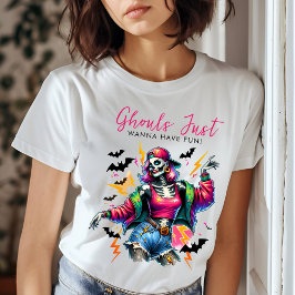 Camiseta Meninas Ghouls Noite Festa Adulta do Halloween