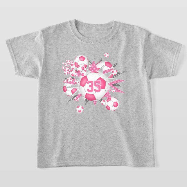 Camiseta meninas jersey number bolas de futebol são cor-de- (Postura )